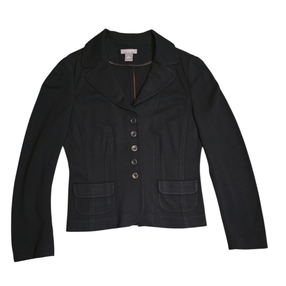 Ann Taylor Petites Black Fitted Button Up Blazer 6‎ Petite